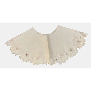 Vintage Cream Beige Open Cut Poinsettia Flower Handmade Embroidered Lace Collar